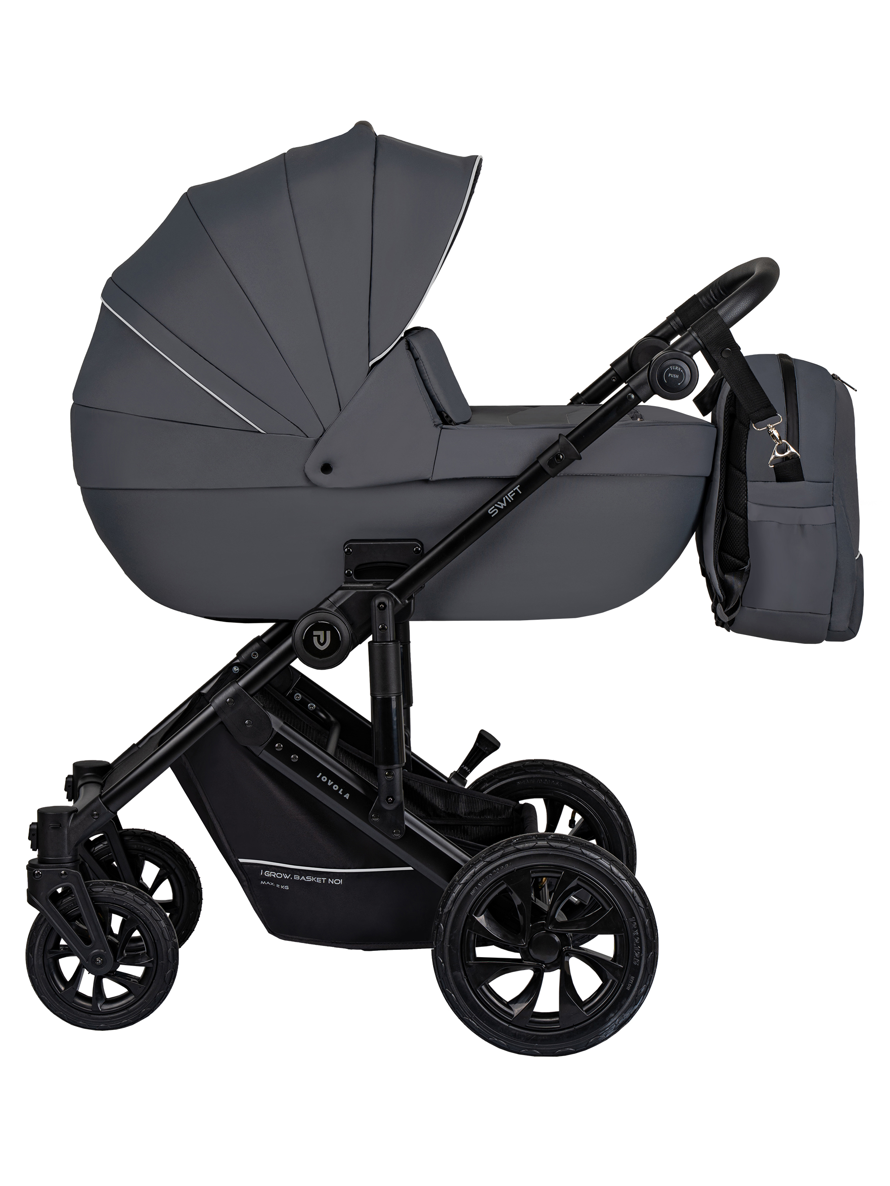 Коляска 3в1 JOVOLA Swift Plus темно-серый - фото 2