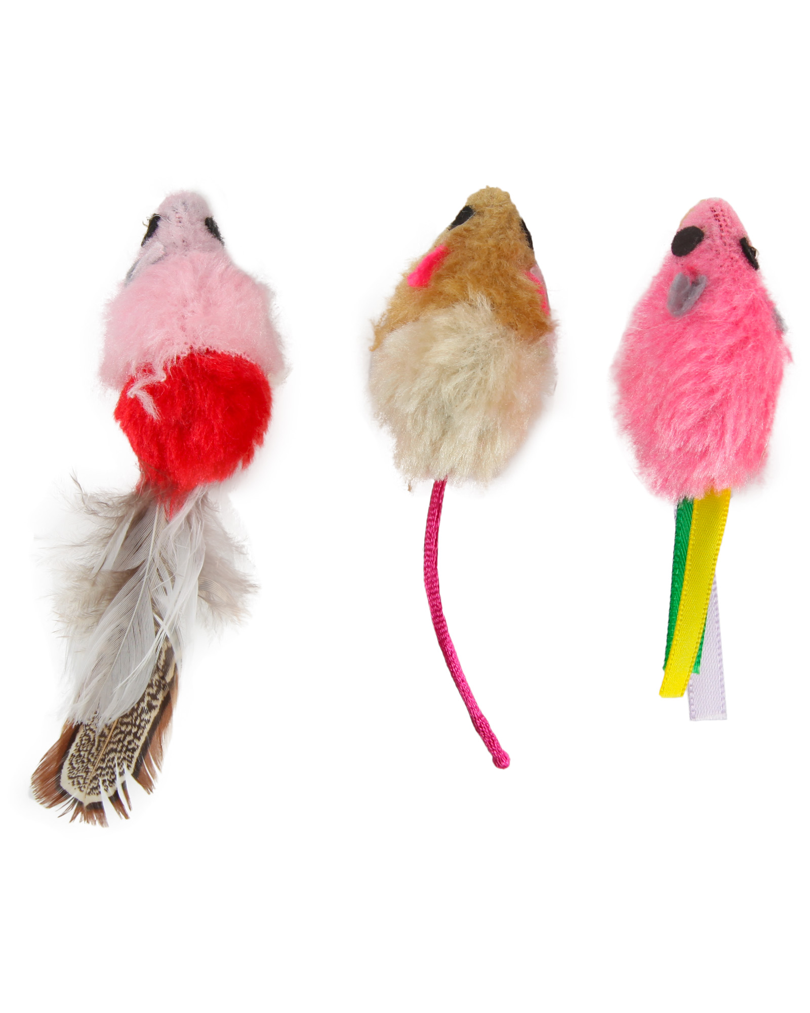 Набор игрушек для кошек Barbaks Разношёрстные мышки с кошачьей мятой 3шт 10см - фото 5