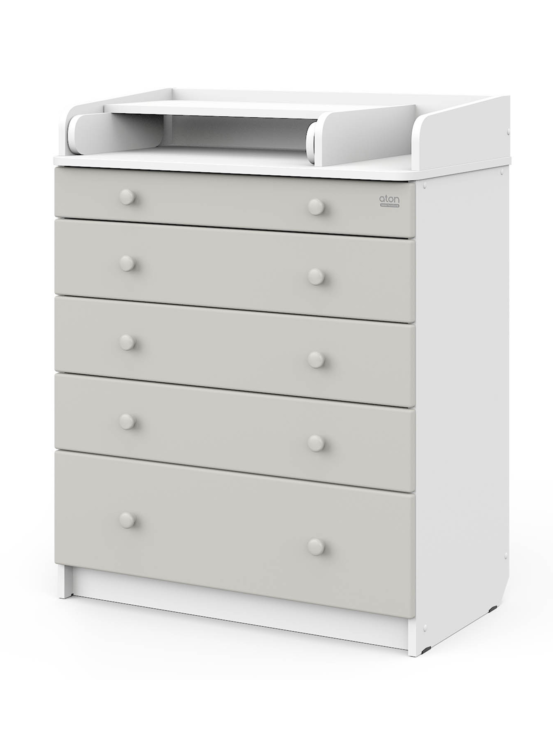 Комод пеленальный Aton Maks белая аляска-серый шелк - фото 1