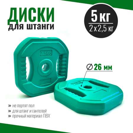 Диски для грифа 2,5 кг х 2 шт набор, блины пластиковые