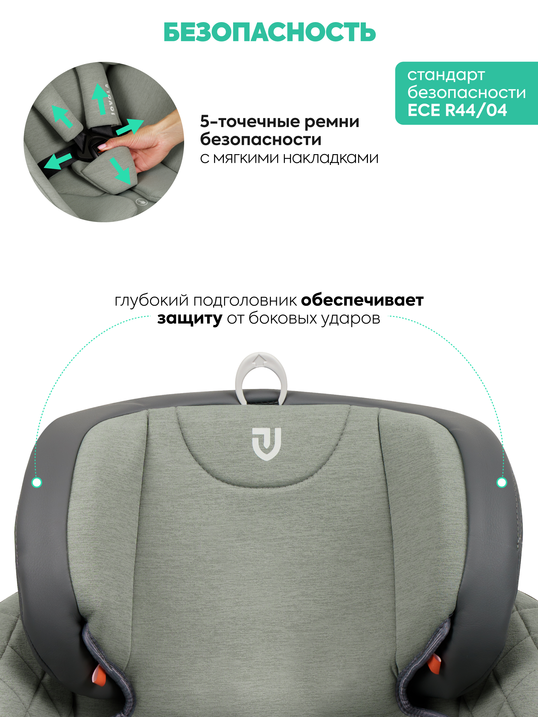 Автокресло Indigo Jovola Fuller, зел.-серая кожа Isofix 0+/1/2/3 (0-36 кг) зеленый - фото 8