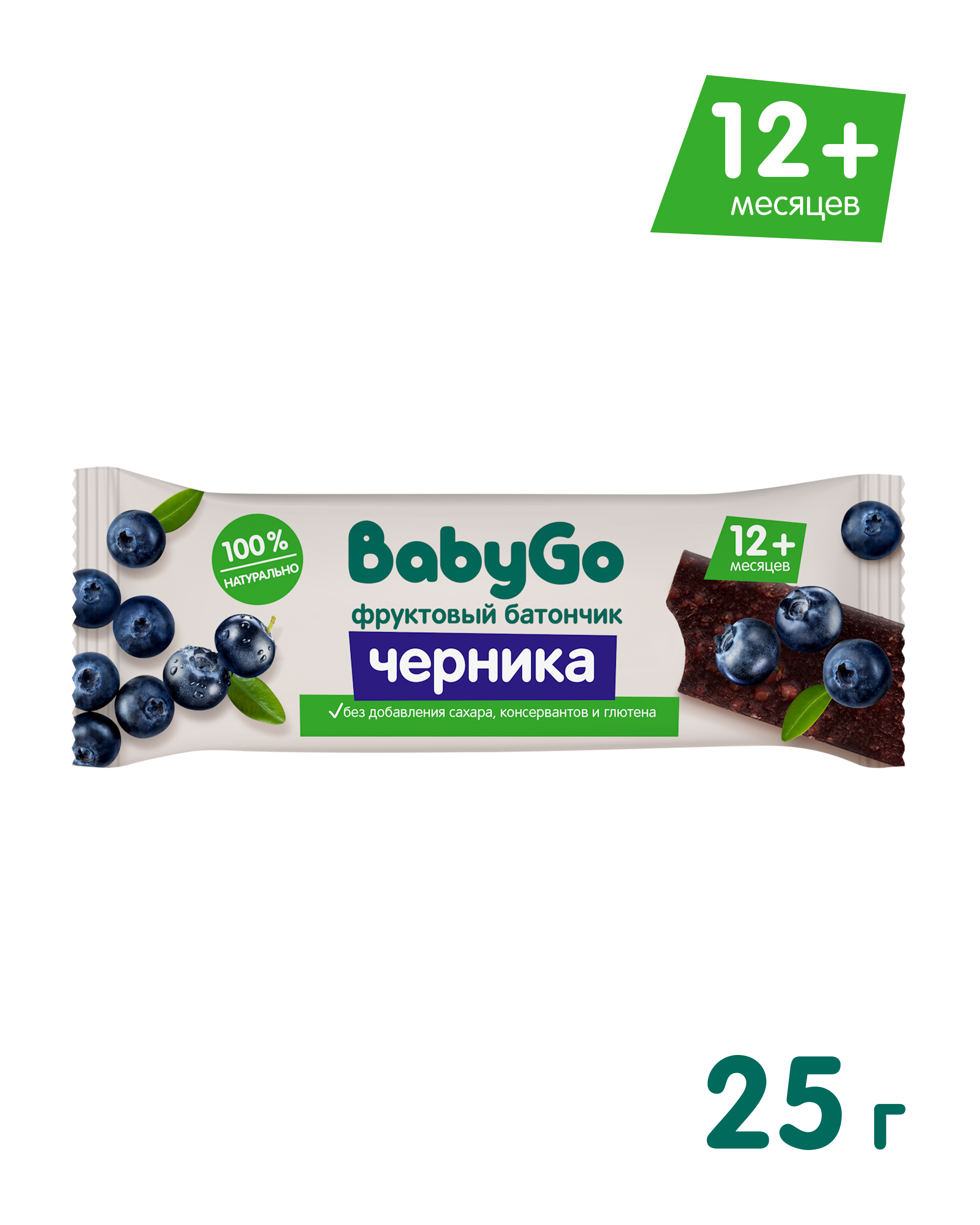 Изображение товара Фруктовый батончик BabyGo с черникой 25 г для малышей от 12 месяцев