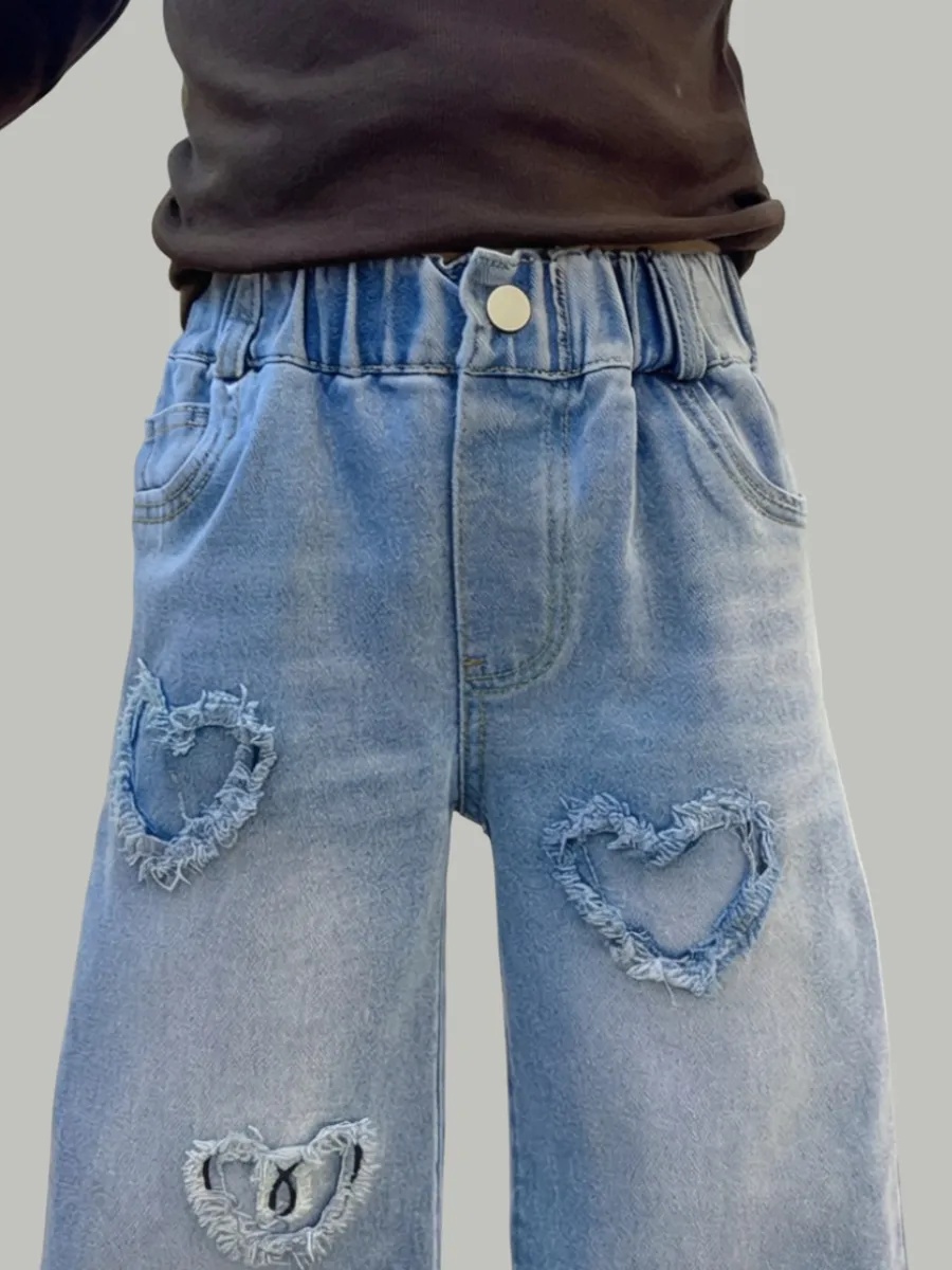 Джинсы iUkoworld Джинсы для девочки широкие палаццо на резинке - фото 5