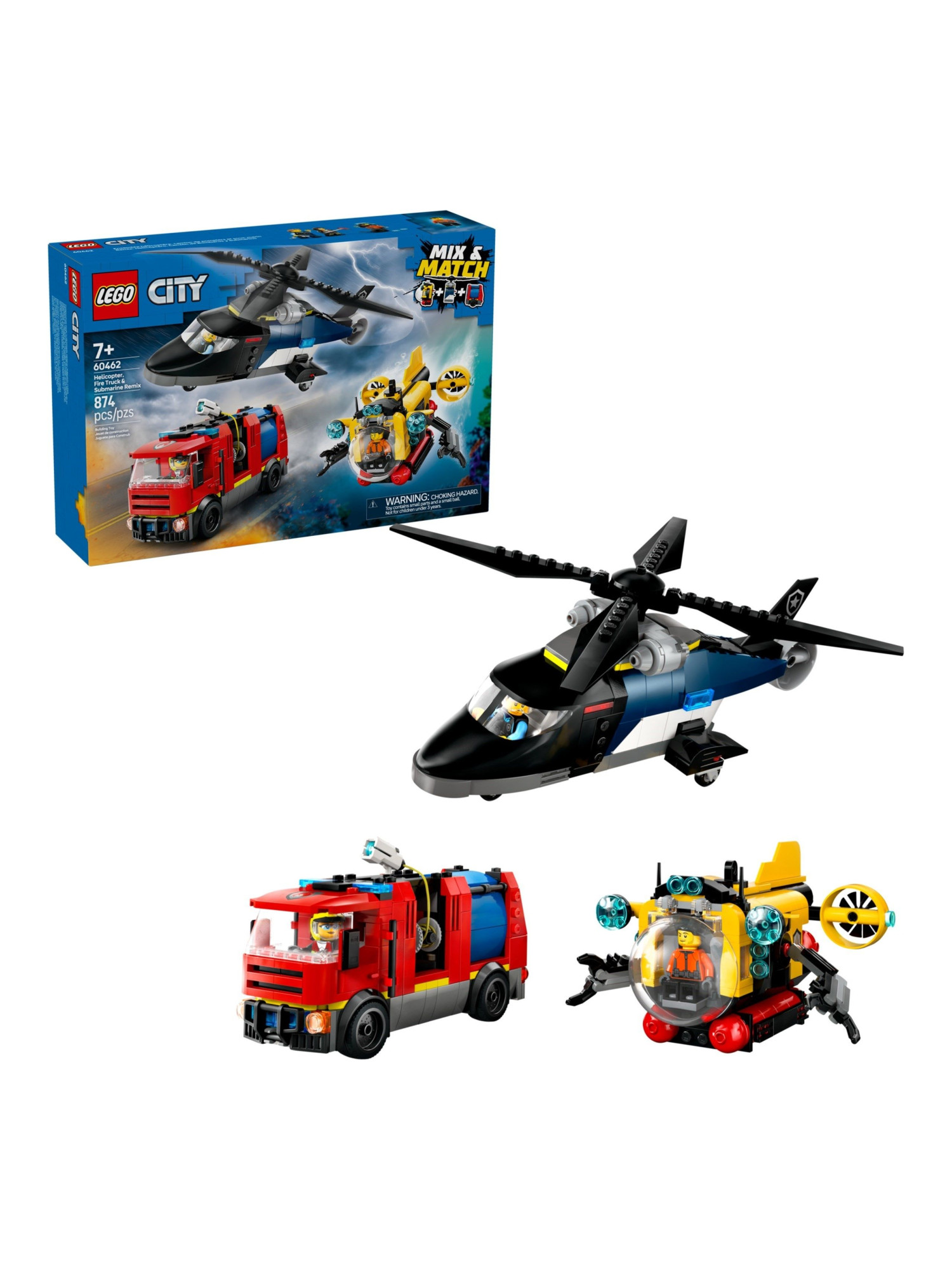 Конструктор LEGO City Вертолет, пожарная машина 874 дет. - фото 4
