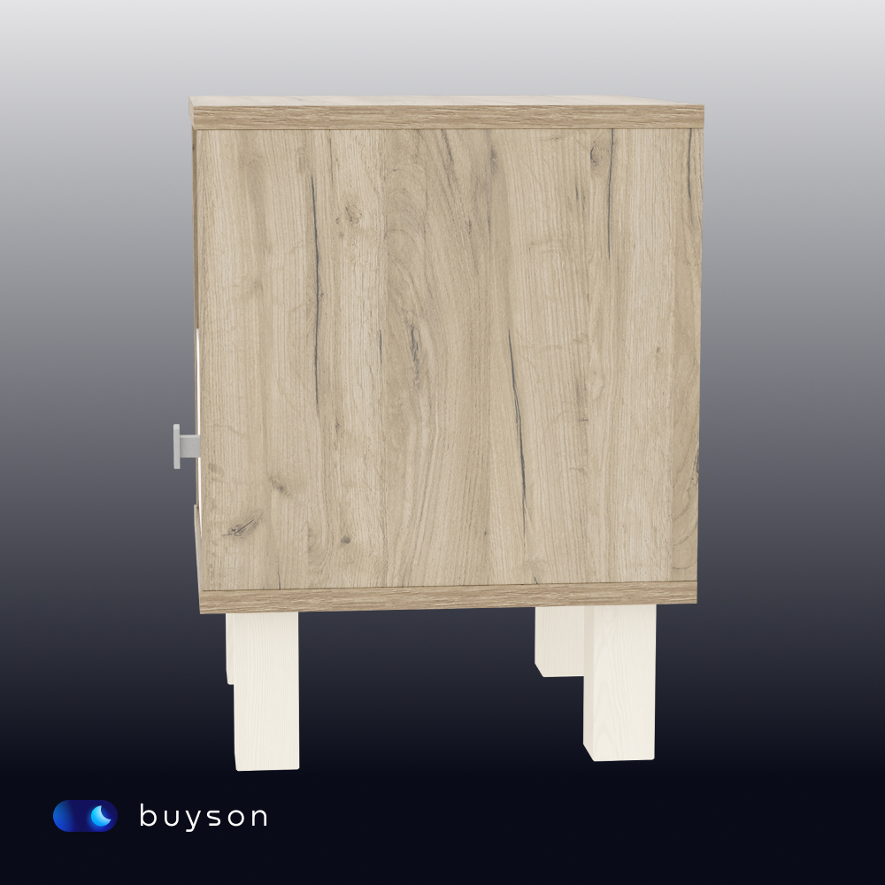 Прикроватная тумба buyson BuyDream с ящиком, 35х35х47 см Дуб крафт серый/белый - фото 10