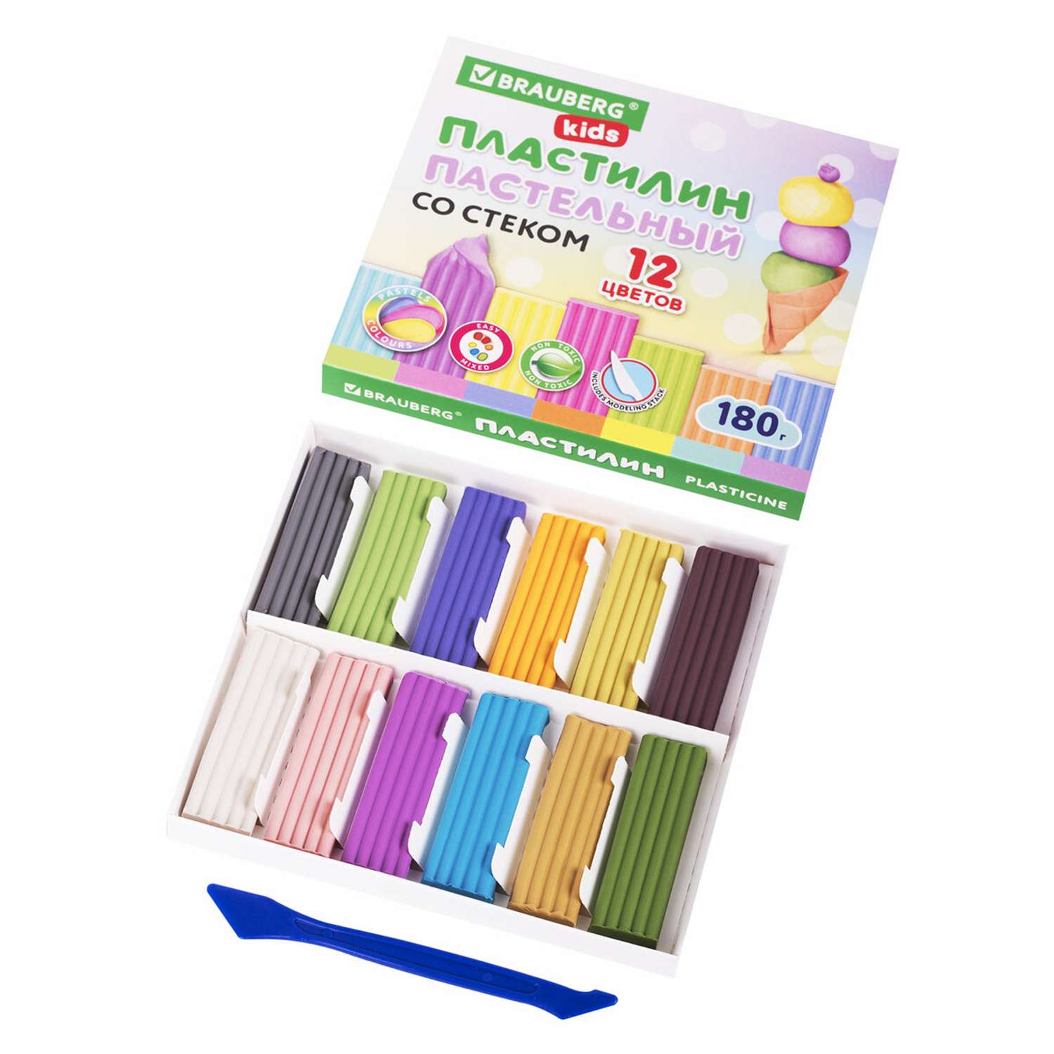 Пластилин Brauberg 12 цв. - фото 1
