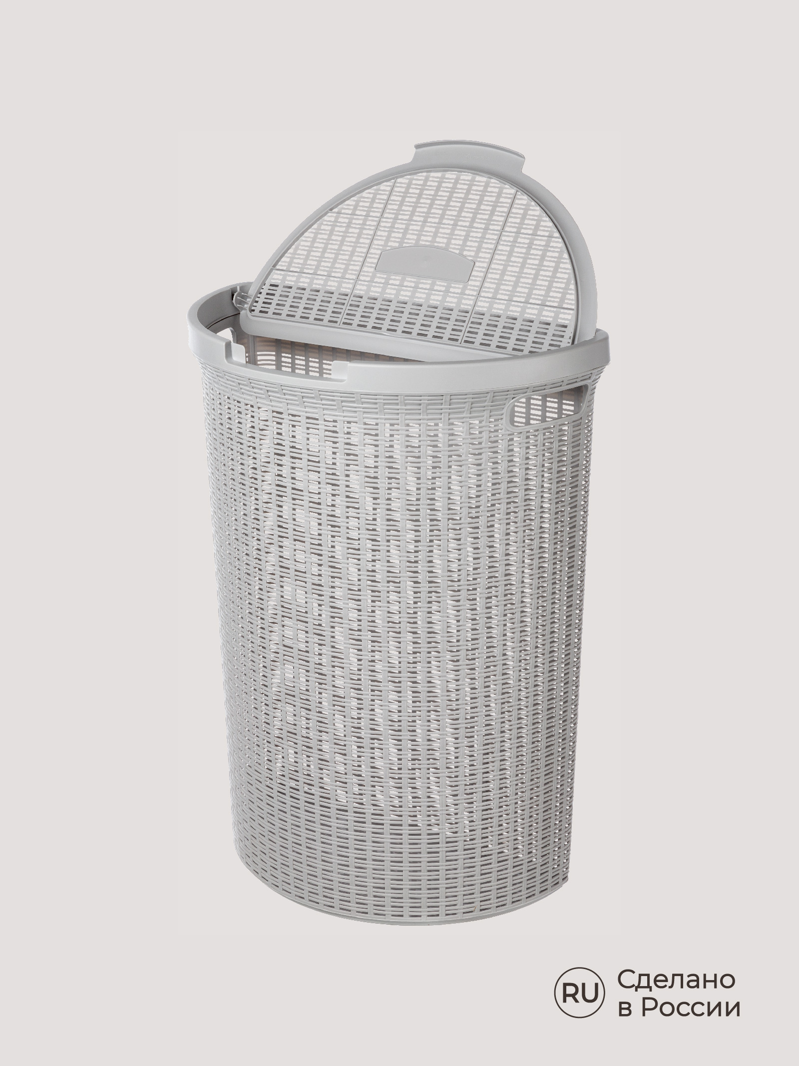 Корзина для белья 45л Econova ECO STYLE 460х265х610мм 45л (Светло-серый) - фото 10