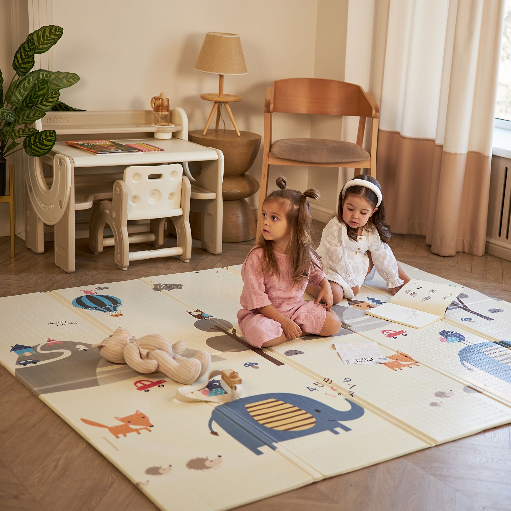 Игровой коврик складной для детей UNIX Kids Numbers 150x200 см, двусторонний, развивающий, цифры и животные, текстурная поверхность, развивающий - фото 11