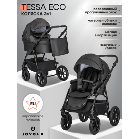 Коляска 2в1 JOVOLA Tessa Eco Te 03 черная кожа