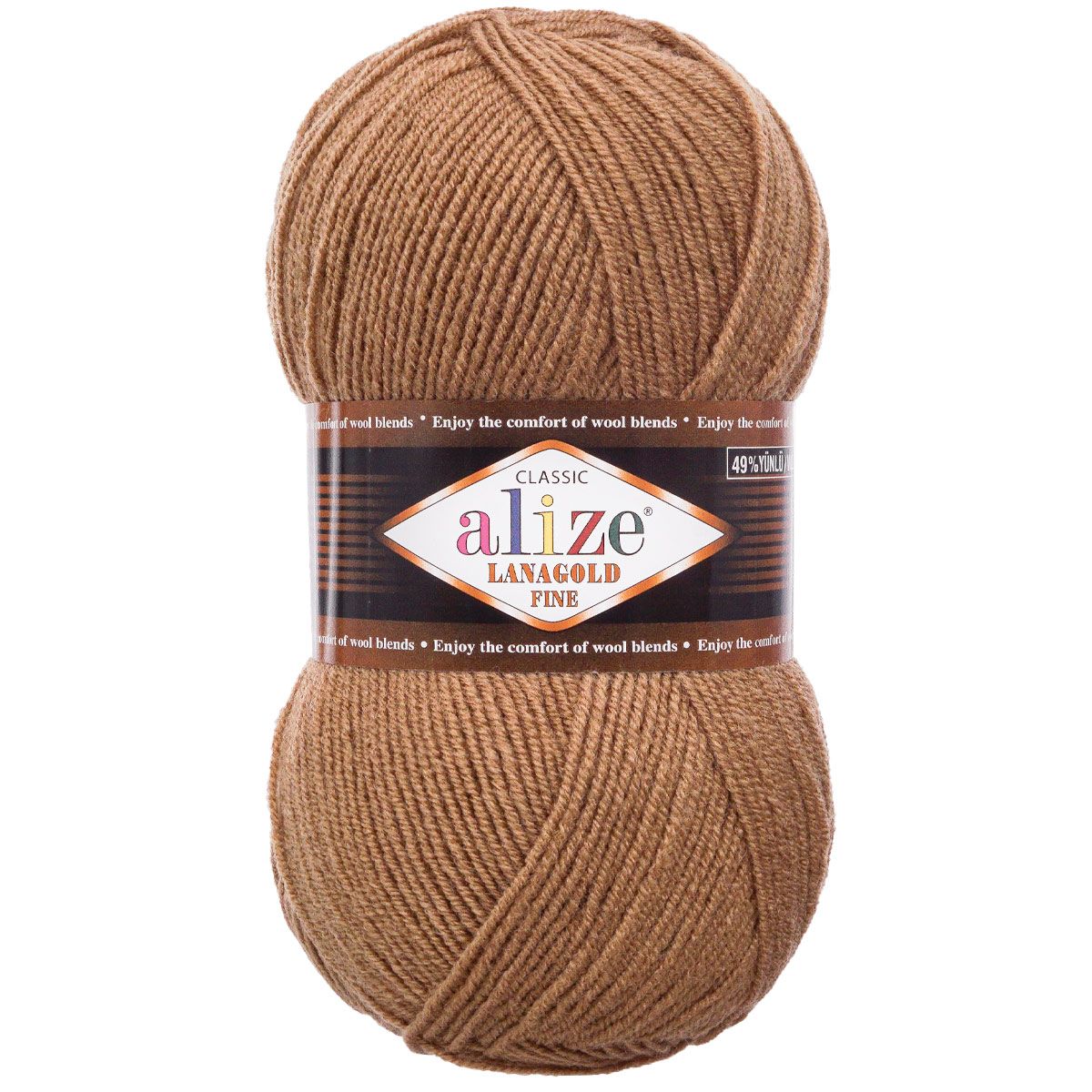Пряжа Alize полушерстяная мягкая теплая Lanagold fine 100 г 390 м 5 мотков 466 тёмно-бежевый - фото 4