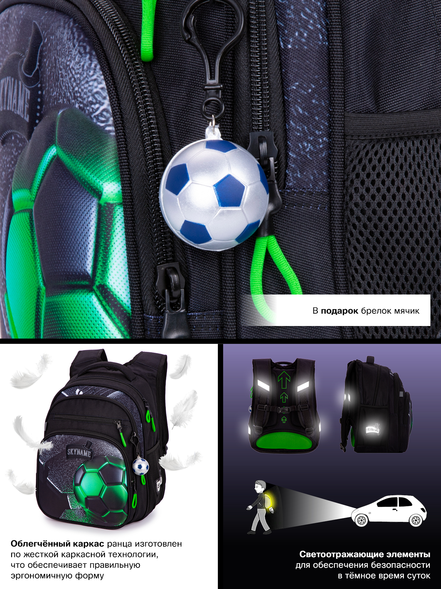 Рюкзак SkyName 17л анатомическая спинка+мячик - фото 13