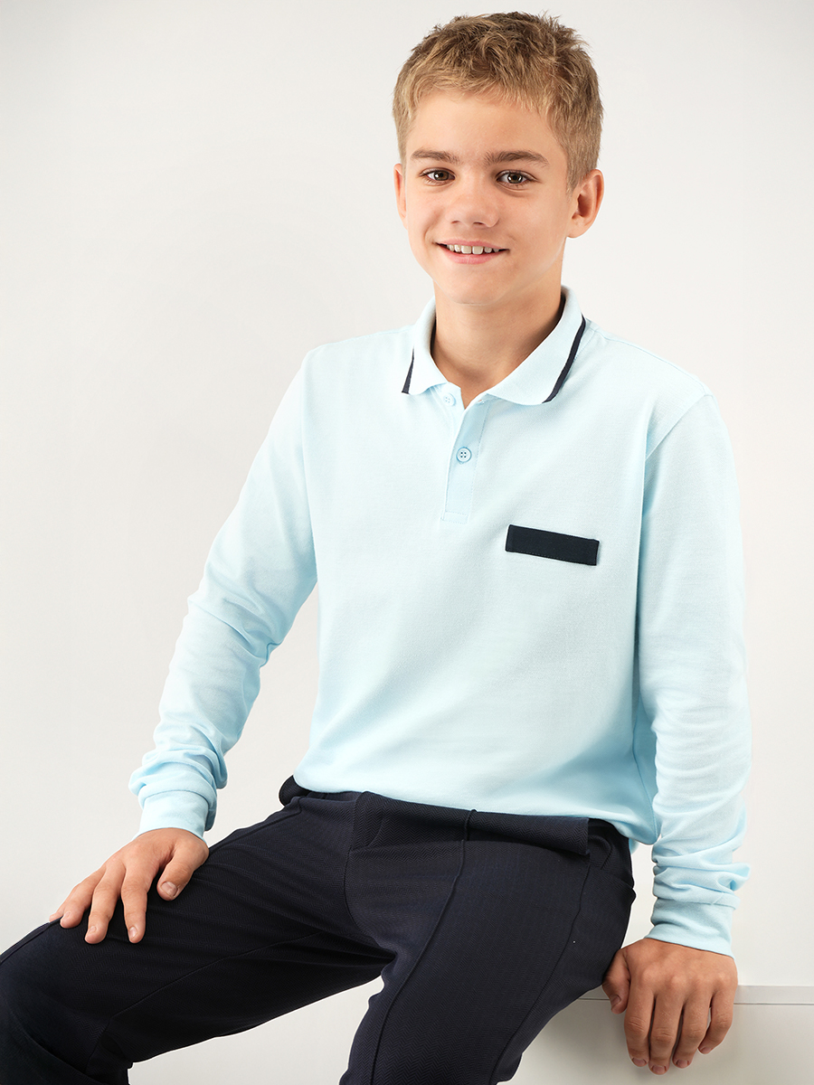 Рубашка-поло HappyFox HF77146голубой.с.т.синей.полоской - фото 8