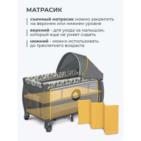 Кровать манеж Lionelo Sven Plus Yellow Scandi