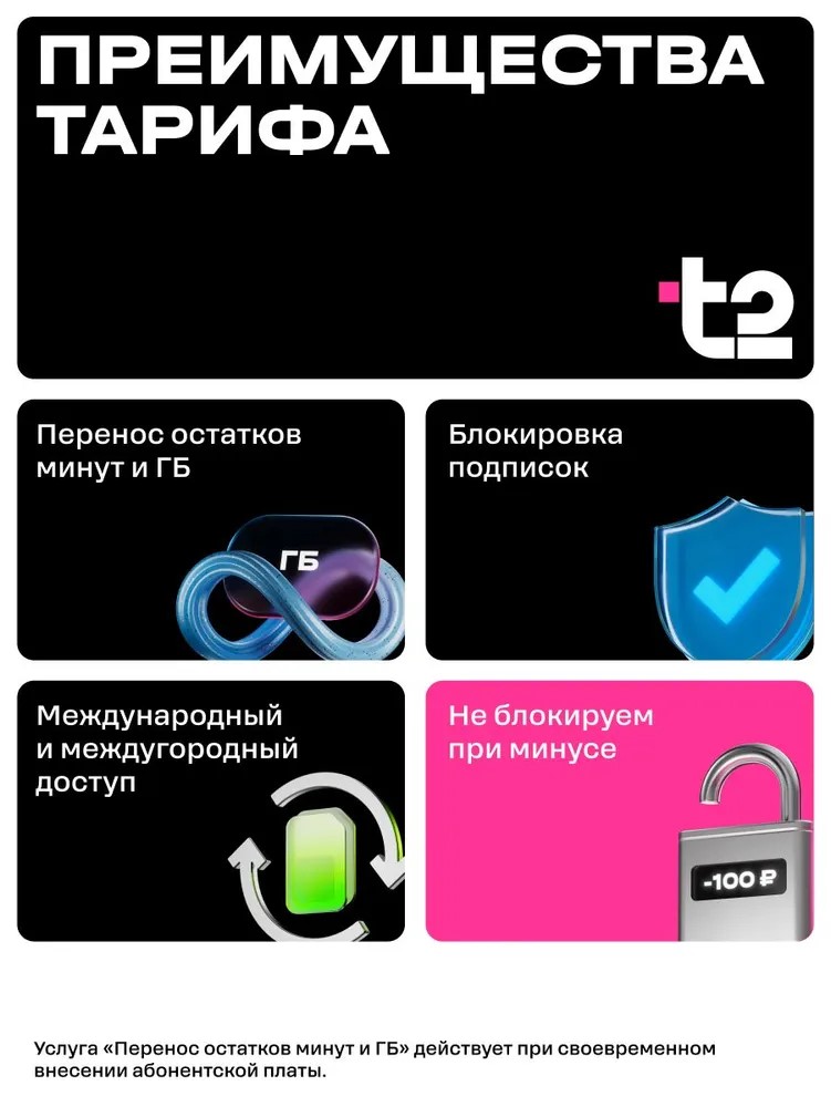 Сим-карта t2 для Москвы и МО, баланс - 200 рублей - фото 4