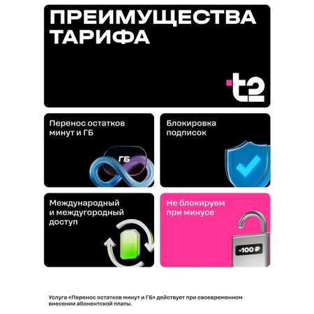 Сим-карта t2 для Москвы и МО, баланс - 200 рублей