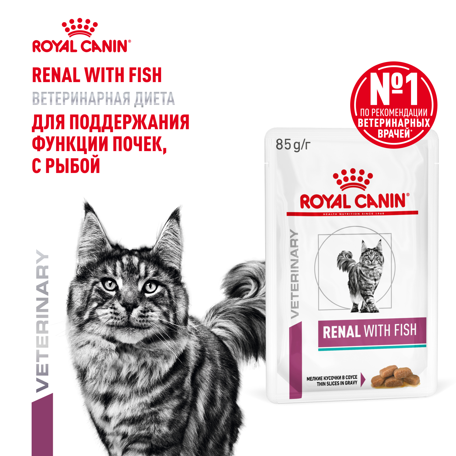 Корм для кошек ROYAL CANIN renal с рыбой 85г пауч - фото 1