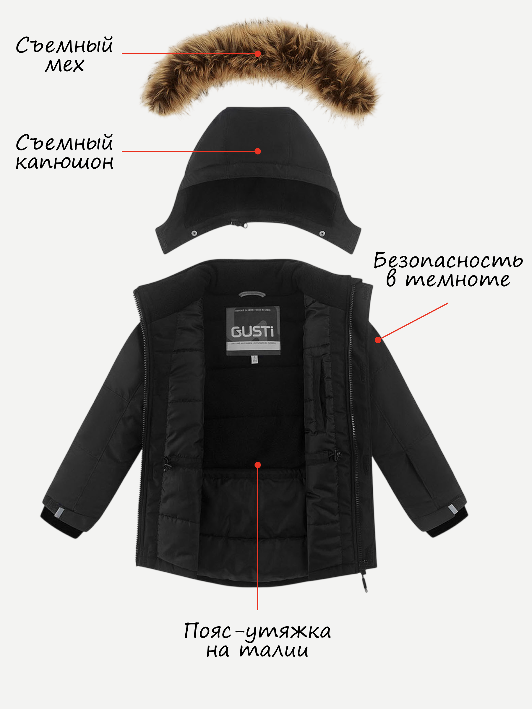 Парка GUSTI GW6BJ538-BLACK - фото 4