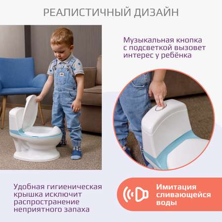 Горшок унитаз детский KidWick музыкальный Hippo голубой