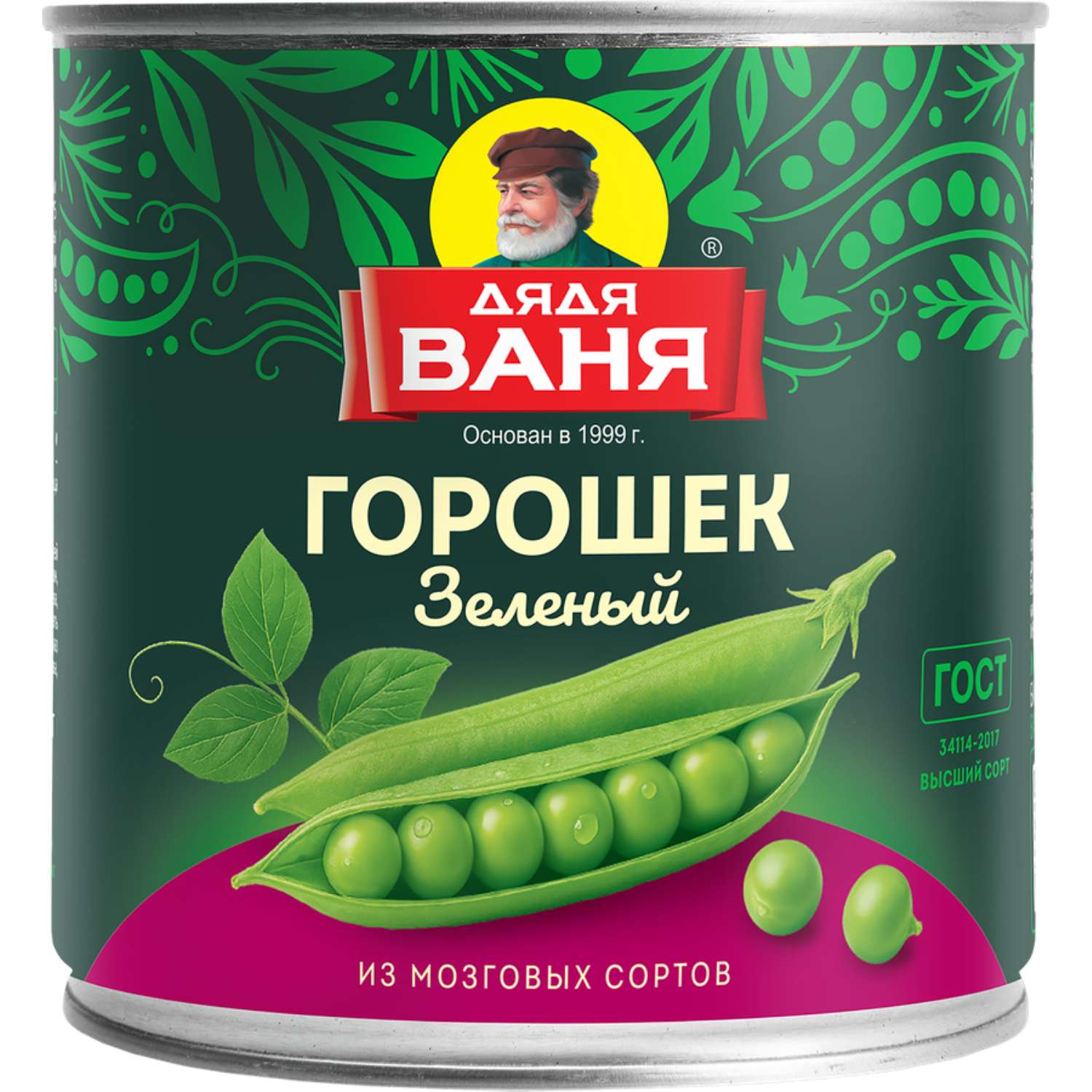 Горошек зеленый Дядя Ваня Кубанский консервированный ж/б 400г - фото 1