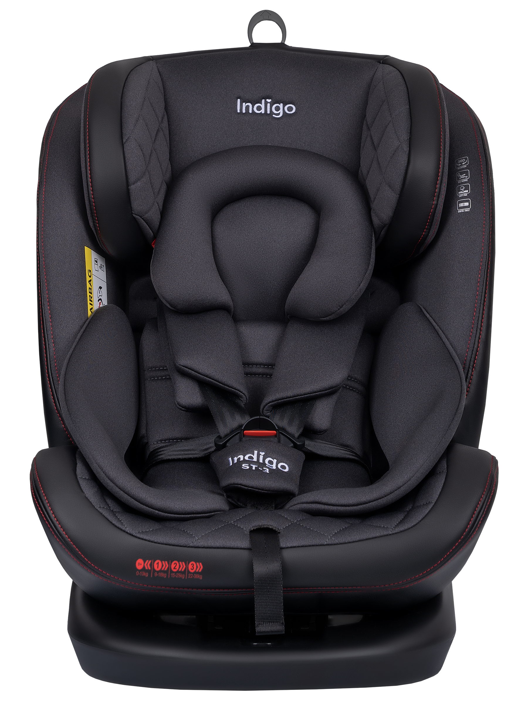 Автокресло Indigo Aero, черный-красный Isofix 0+/1/2/3 (0-36 кг) - фото 3