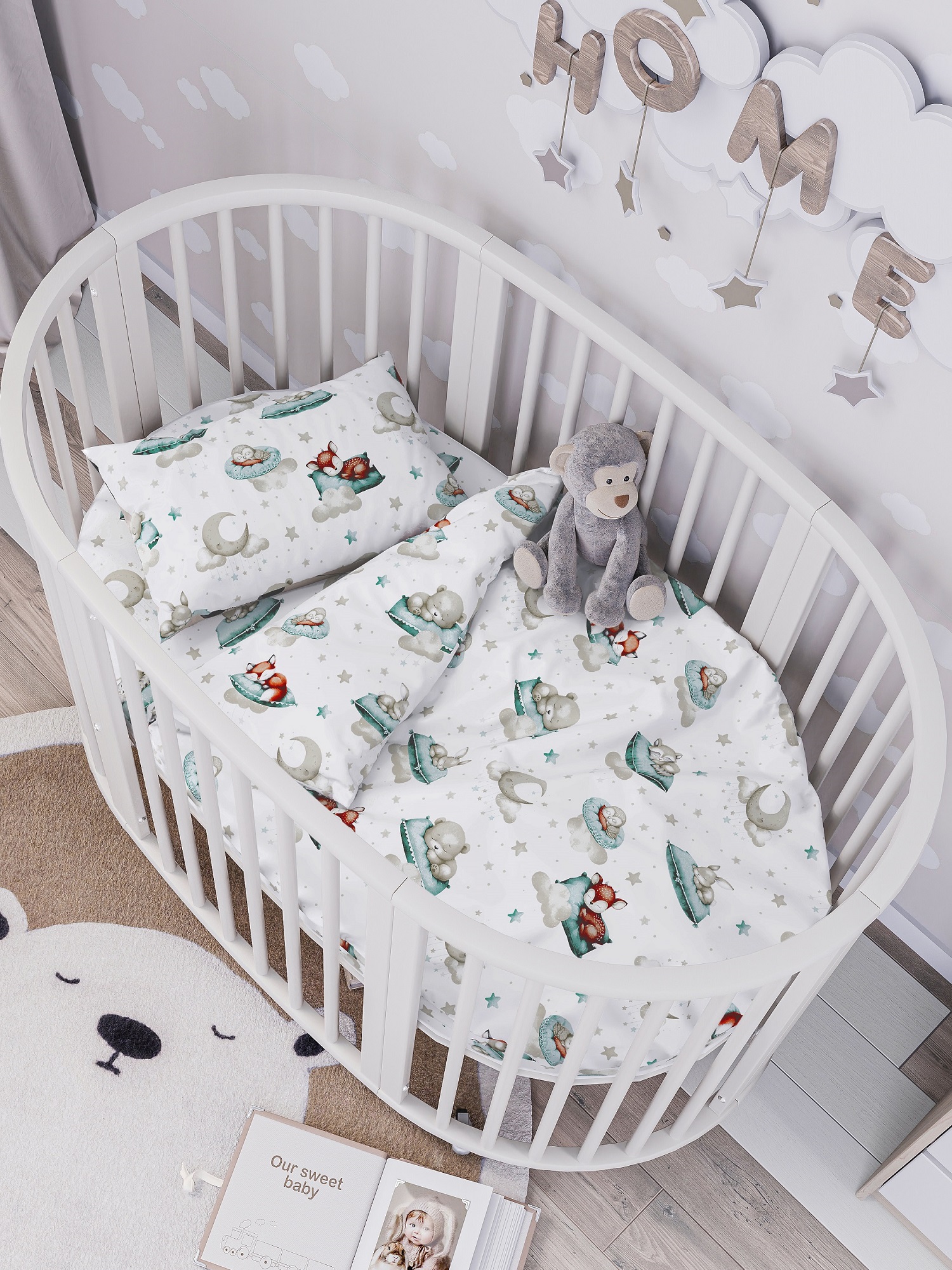 Комплект постельного белья Lemony kids Баю бай бирюза детский 3 предм. - фото 2