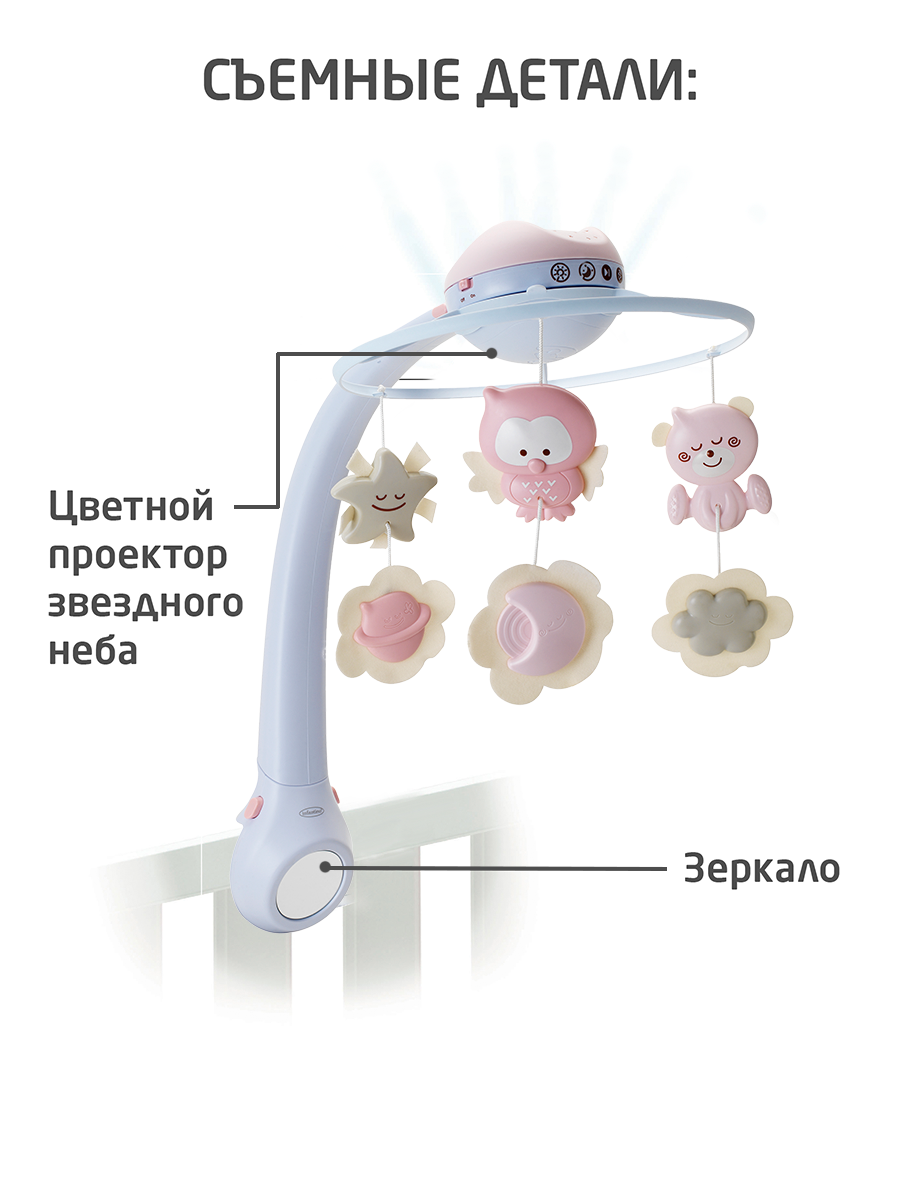 Мобиль INFANTINO 3 в 1 Музыкальный розовый - фото 4