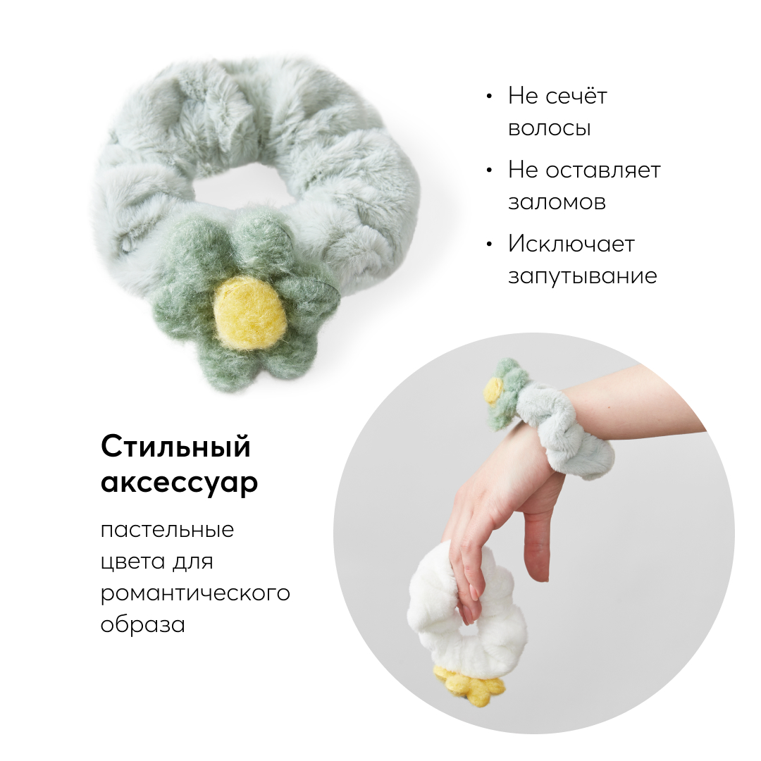 Резинка для волос Happy Baby большая мягкая зеленая 40066_sage - фото 3