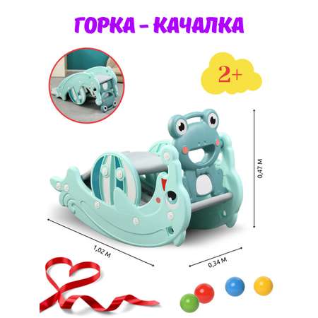 Горка + качалка Perfetto Sport Дельфин ментол