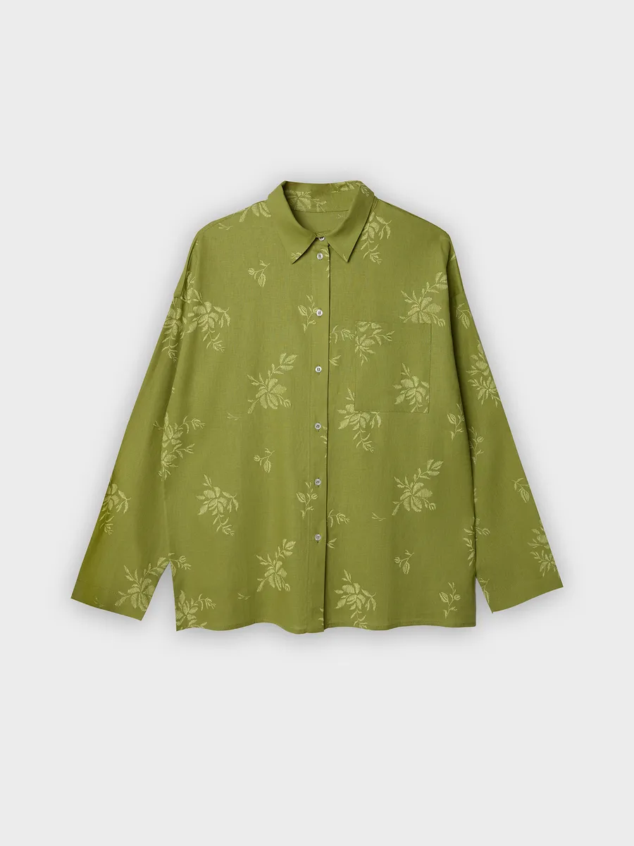 Рубашка Mark Formelle (Марк Формэль) 502985-1/цветы на оливковом - фото 7