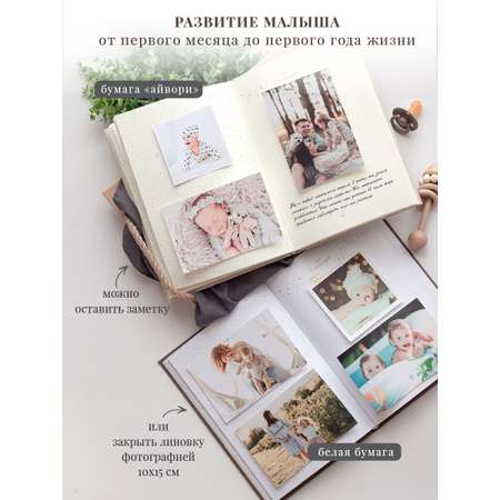 Первый альбом-дневник новорождённого Moms Recordbook Миндаль