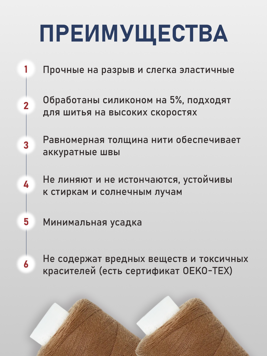 Нитки для шитья 40/2 Bestex 10шт цв 162 - фото 3