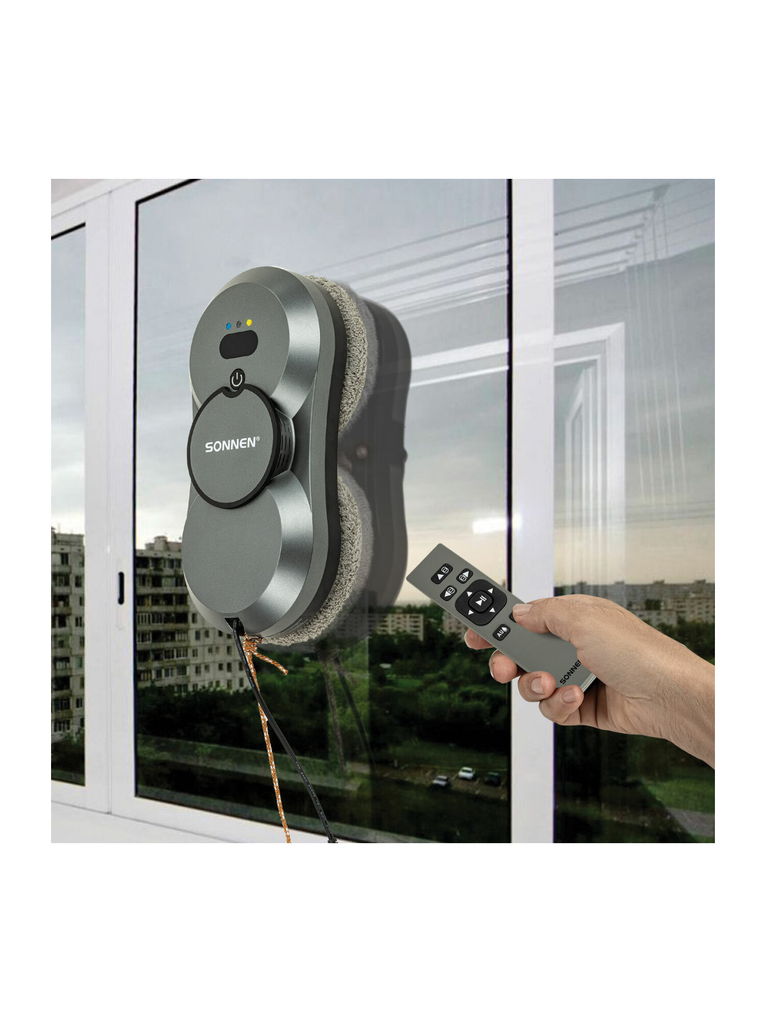 Робот мойщик окон Sonnen с распылением датчик от падения 26 салфеток пульт ДУ - фото 26
