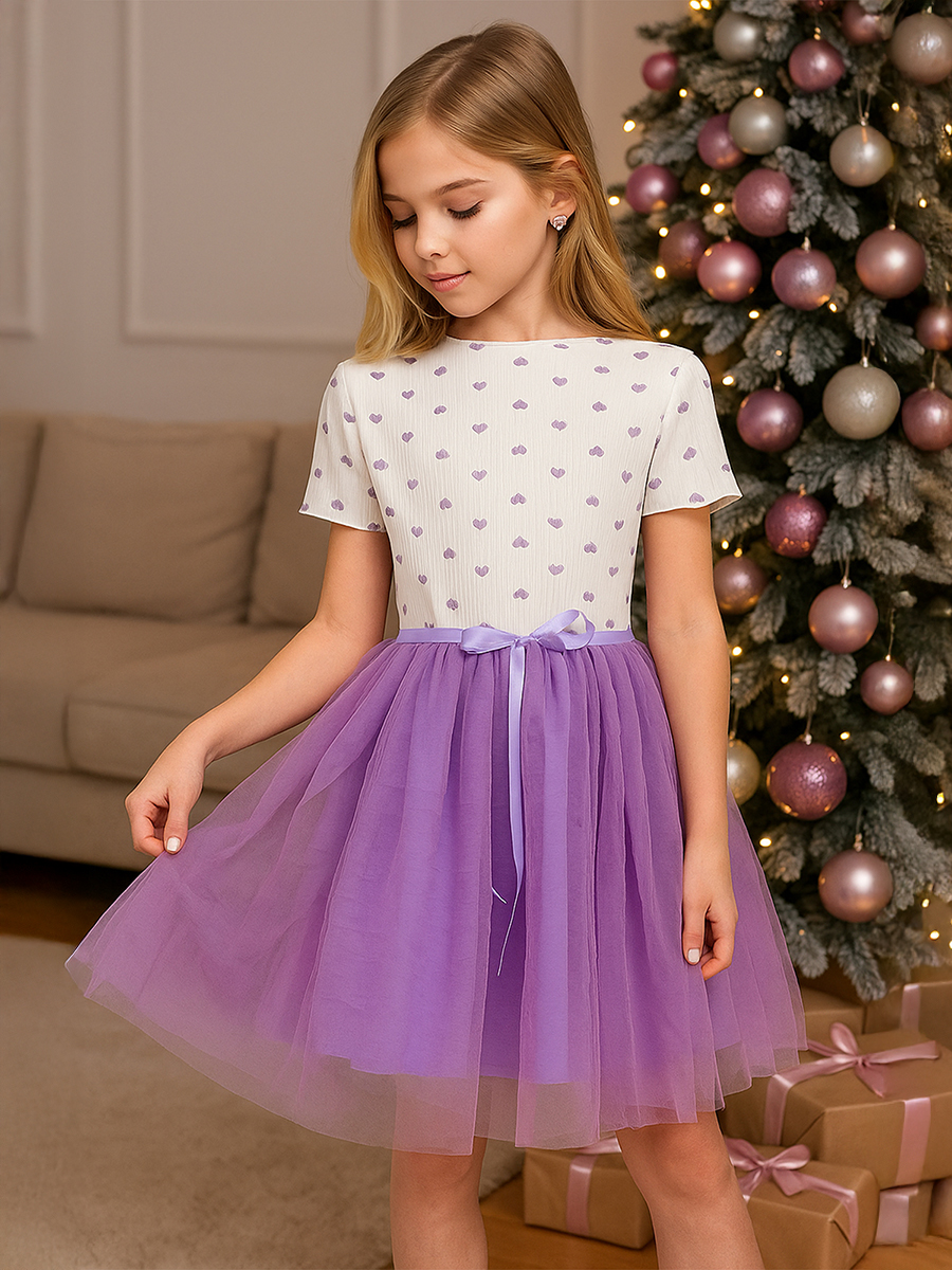 Платье HappyFox HFI3284белый.сиреневый - фото 1