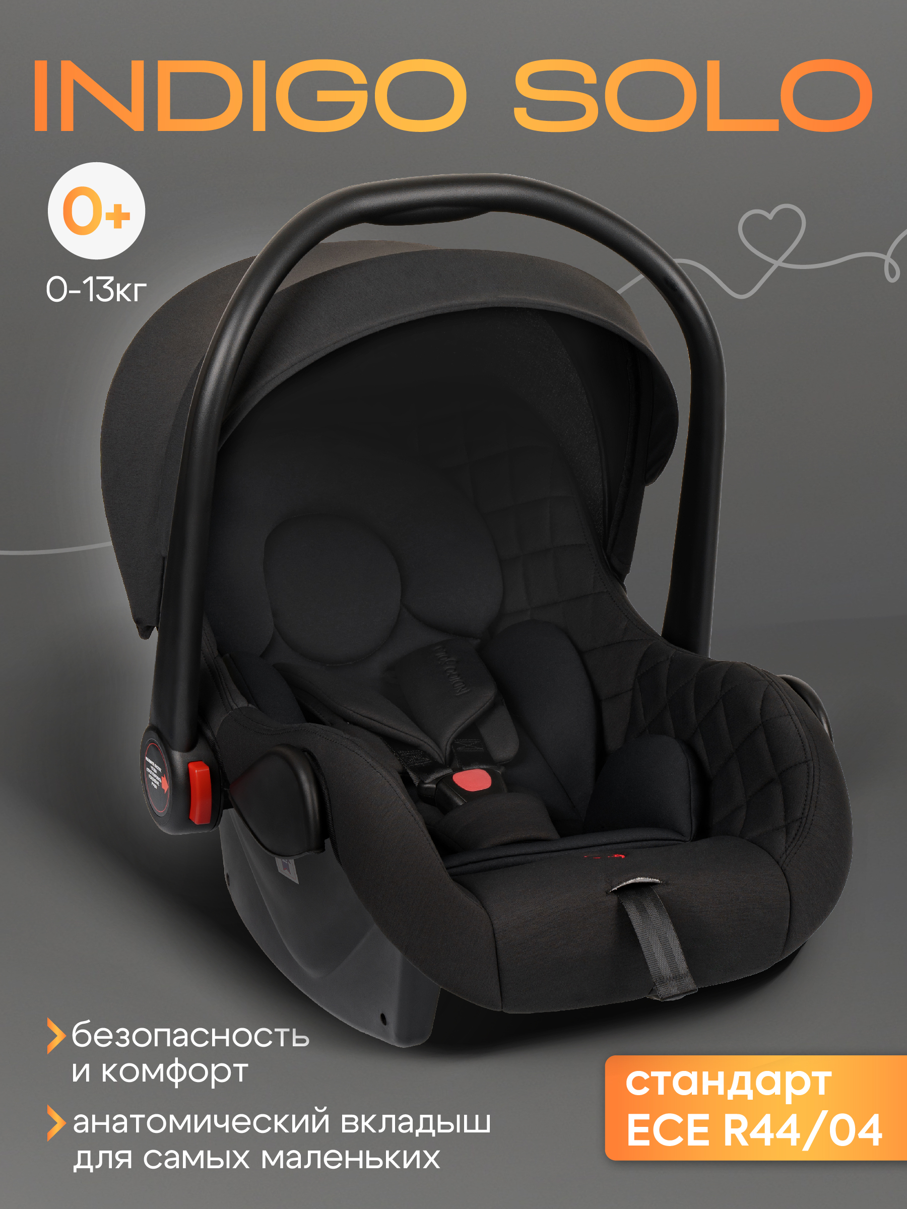 Автокресло Indigo Indigo Solo 0 (0 -13 кг) черный - фото 1