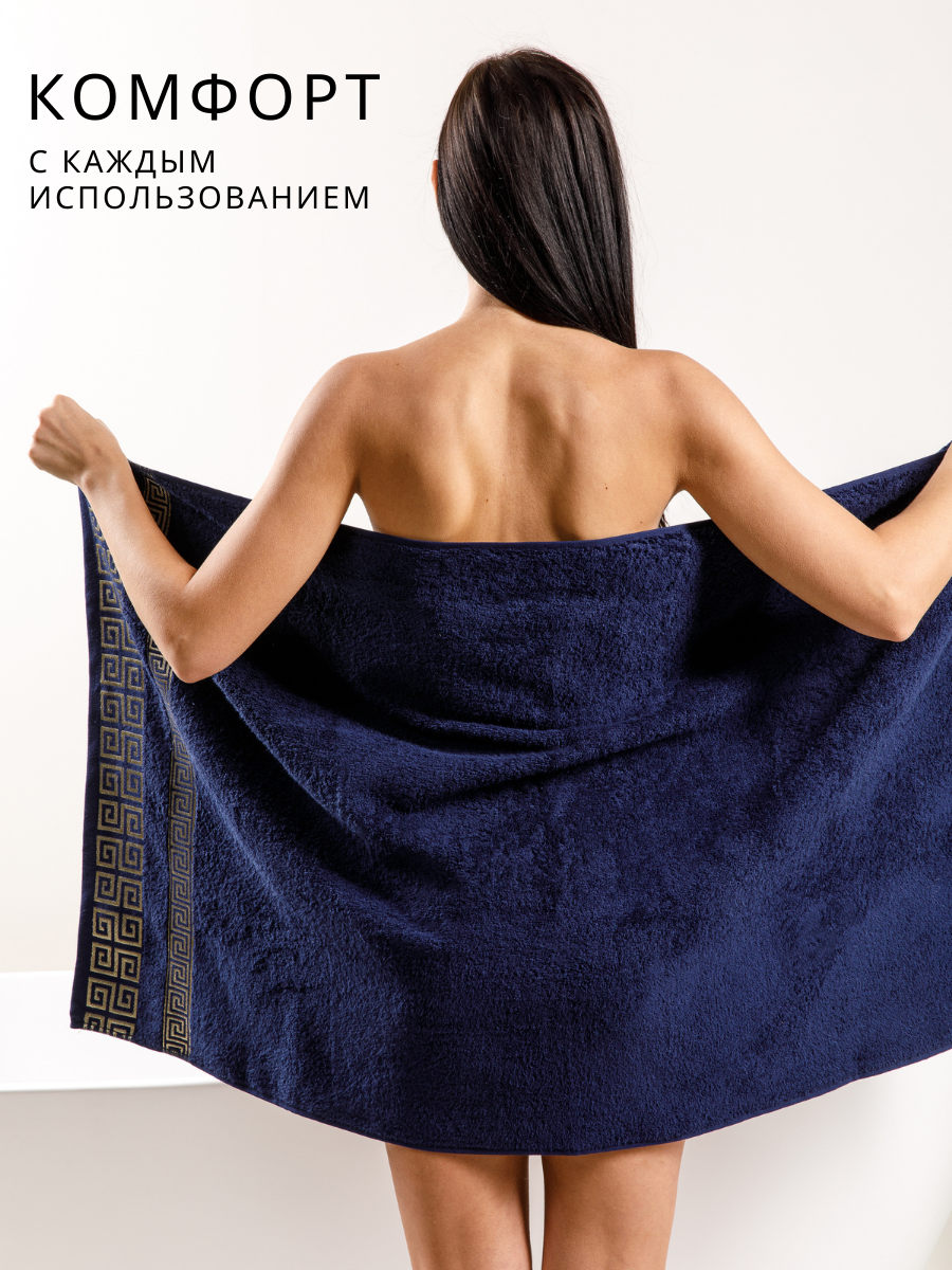 Полотенце банное махровое Luisa de Rizzo 2 шт синий - фото 6