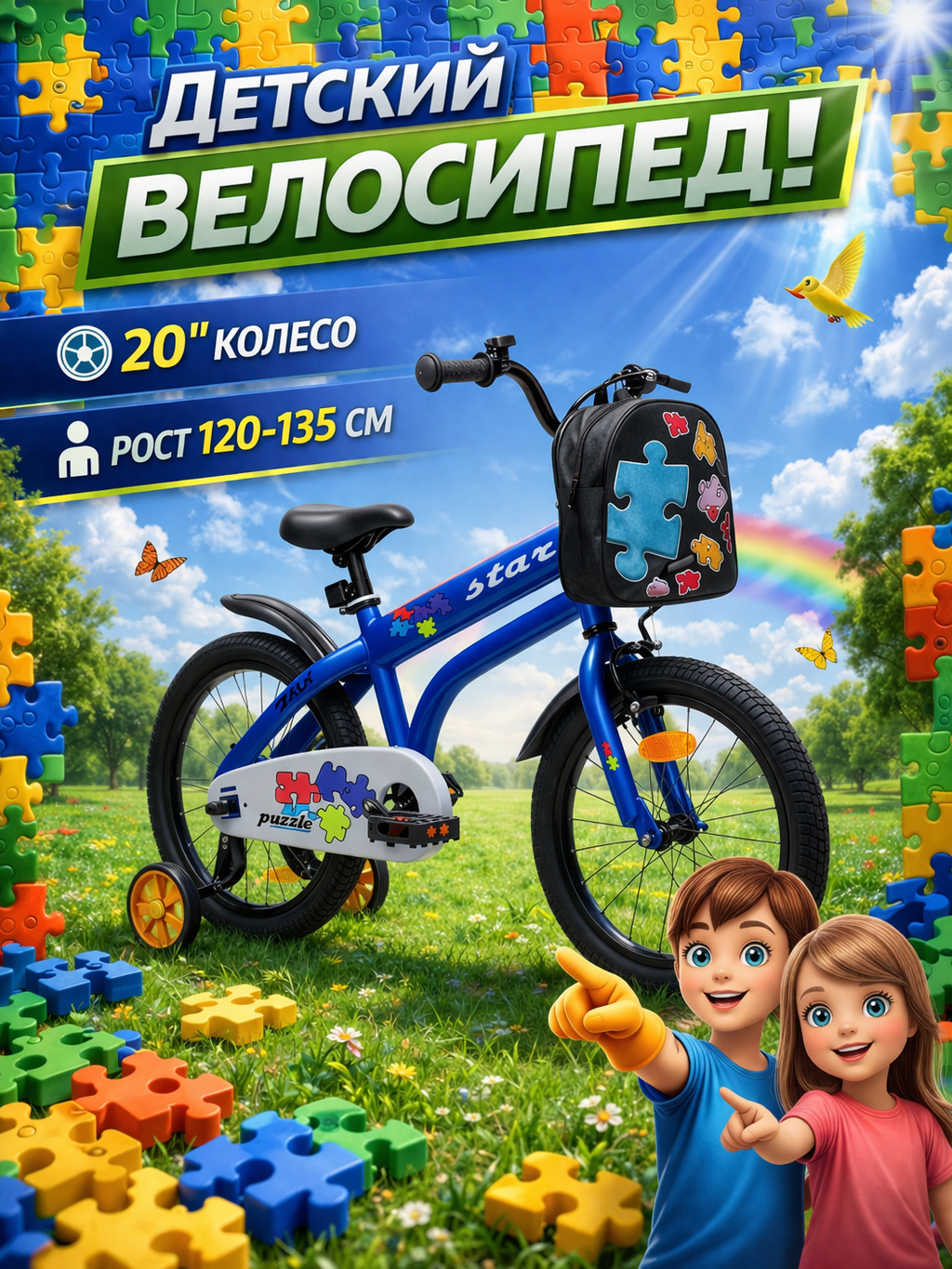 Двухколесный велосипед STAR 20 дюймов - фото 1