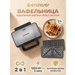 Вафельница ENDEVER WM-25, 1200 Вт, 2 панели, черный/стальной