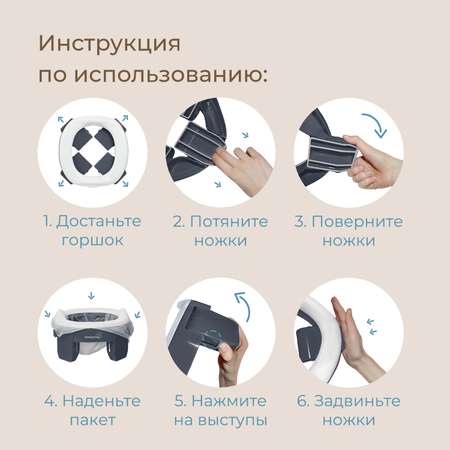 Горшок дорожный ROXY-KIDS складной с многоразовой вкладкой Handy Potty 3 в 1 цвет графит