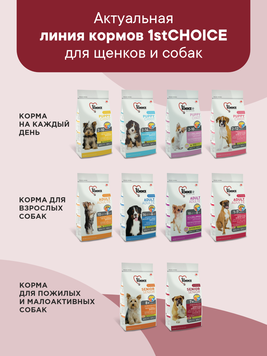 Корм сухой 1st Choice Здоровая кожа и шерсть для пожилых собак средних и крупных на ягненке 2.72кг - фото 9
