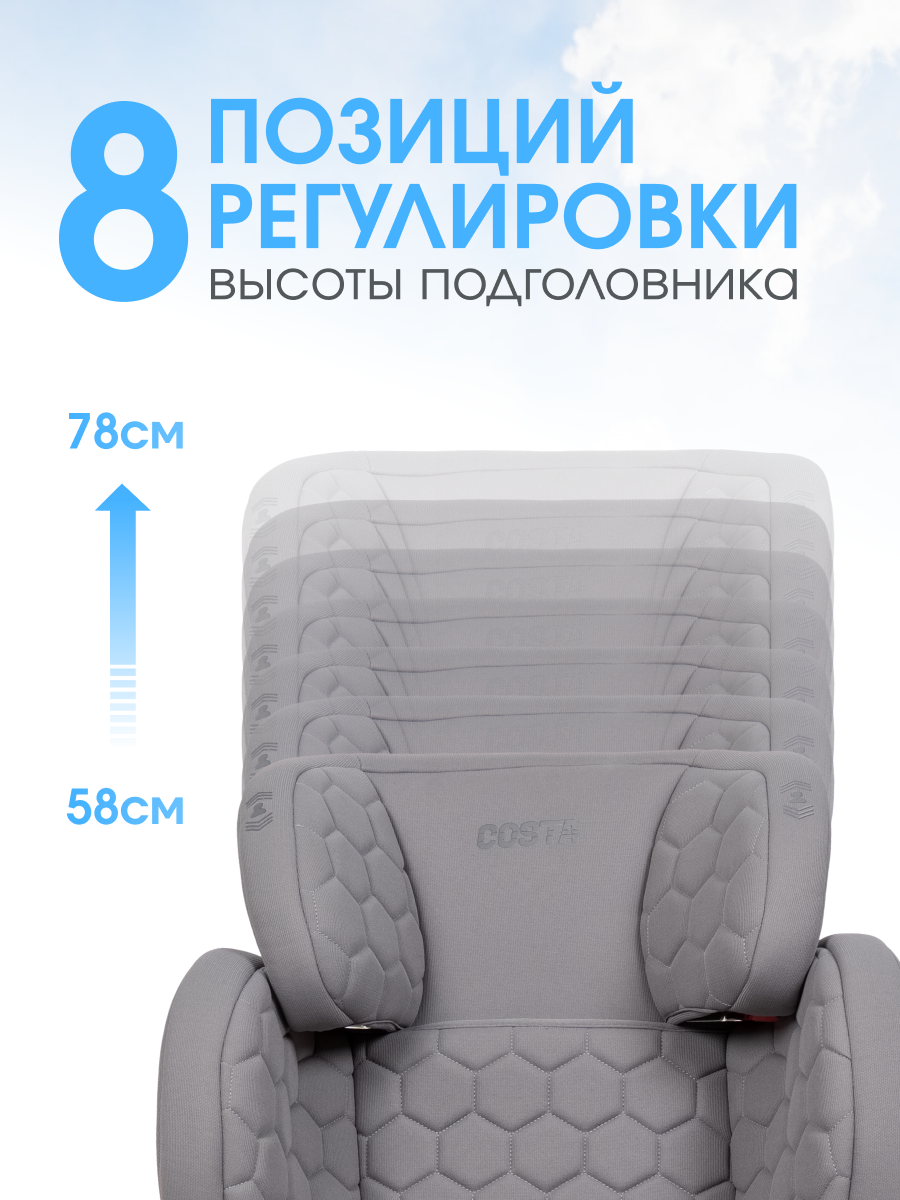 Автокресло Costa YB802A Isofix 2/3 (15-36 кг) серый - фото 3