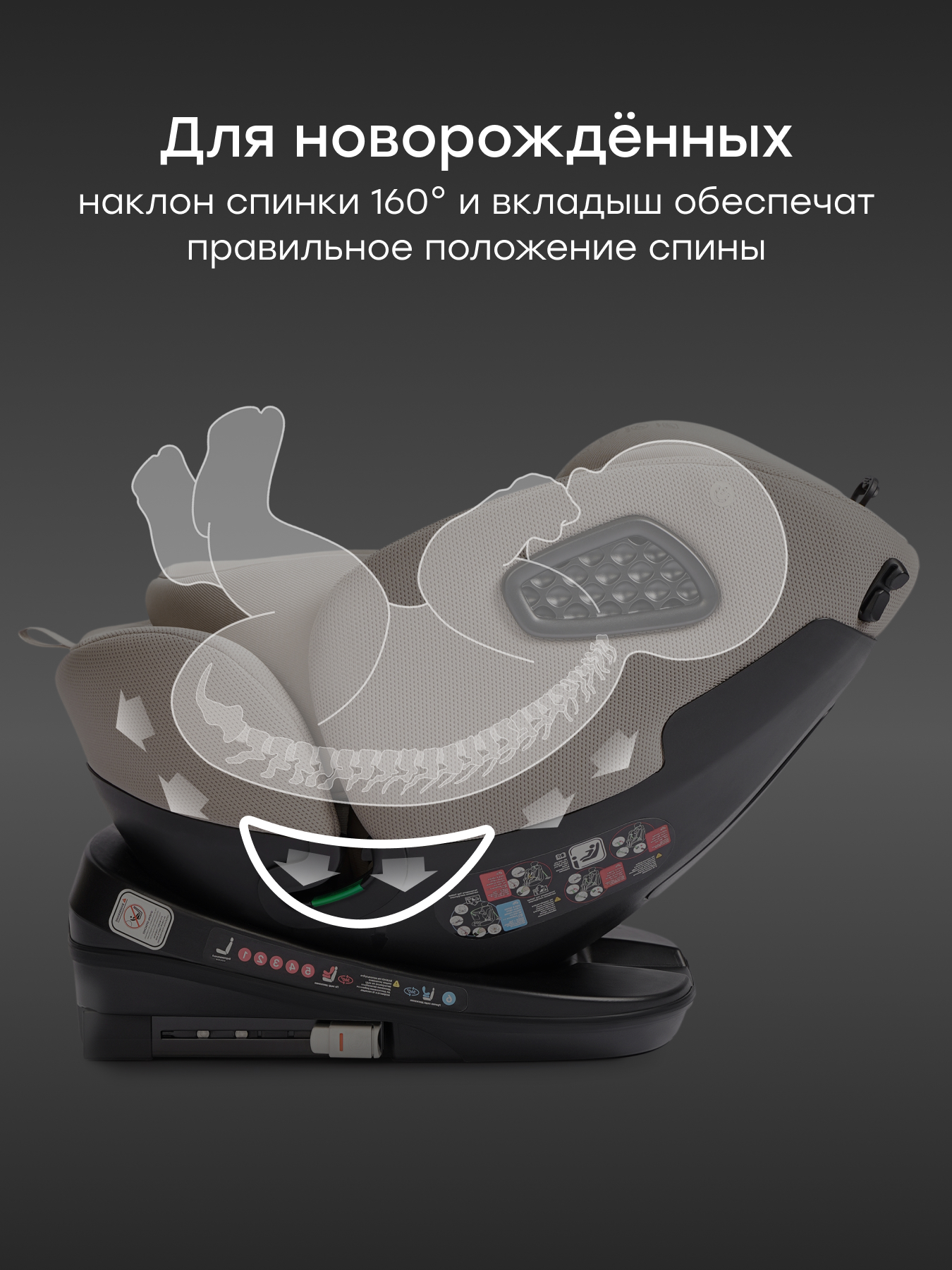 Автокресло Happy Baby Reex Isofix 0+/1/2/3 (0-36 кг) серый - фото 6