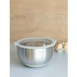 Миска DeNASTIA с прозрачной крышкой 3 л нерж.сталь ментол A000341