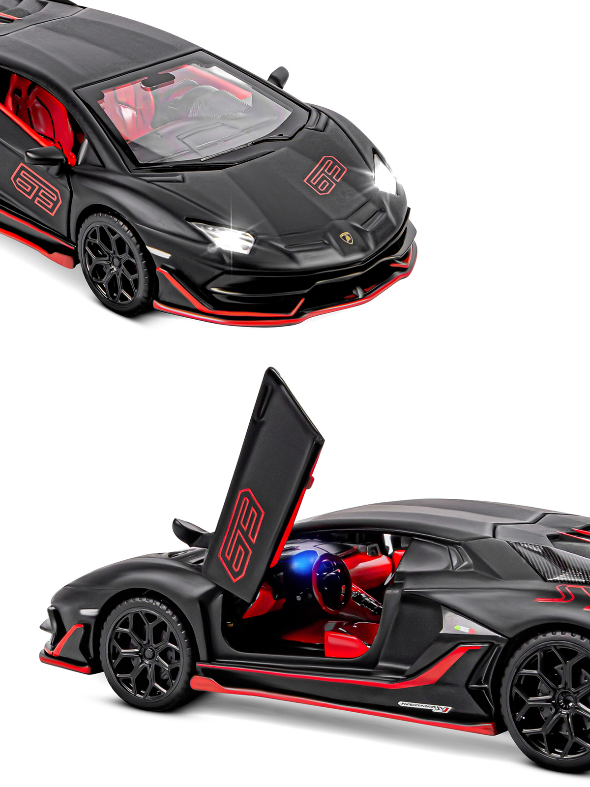 Автомобиль АВТОпанорама Lamborghini Aventador SVJ 1:32 черный JB1251402 - фото 9