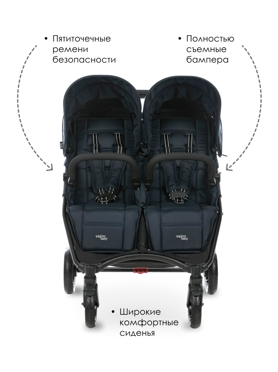 Коляска прогулочная для двойни Valco baby Snap Duo Flatt Matt синий - фото 3
