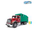 Мусоровоз Bruder MACK зелёный фургон, красная кабина