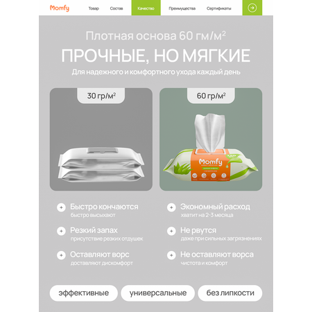 Влажные полотенца Momfy Allergy Comfort 1 упак. 120 шт.
