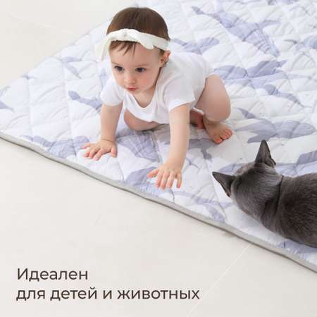 Коврик детский для ползания и игр UNIX Kids Ocean Киты для новорожденных и малышей, мягкий, 110 × 110 см