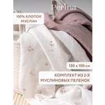 Пелёнка Perina Лето розовое-Мокко муслин 100х130 см 2 шт.