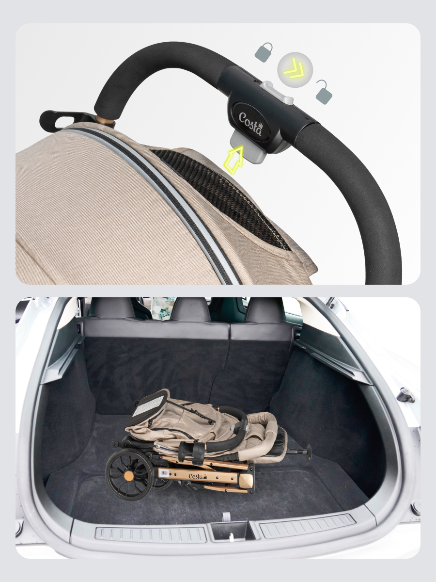 Коляска прогулочная Costa легкая бежевый - фото 6
