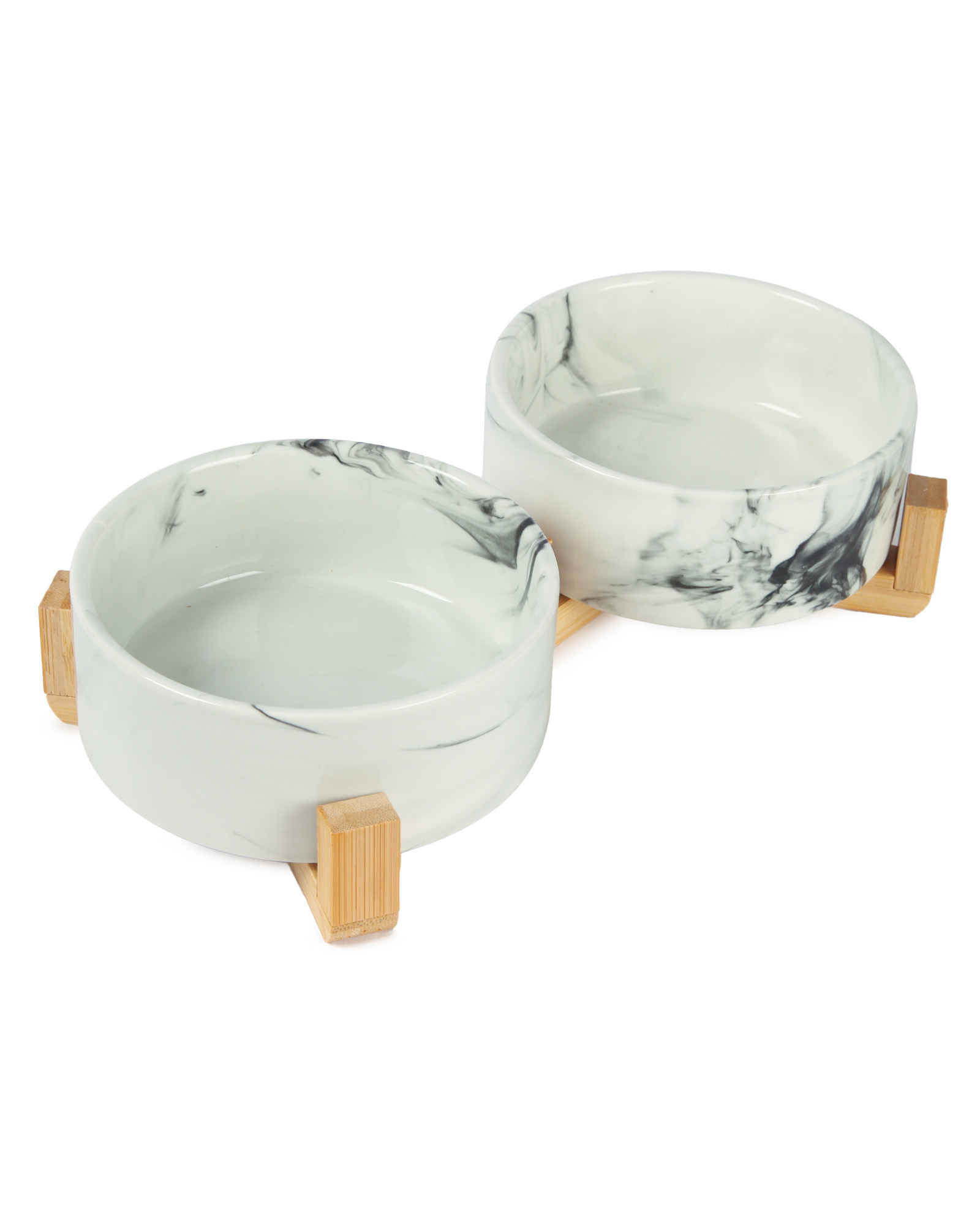 Миска керамическая Barbaks Мрамор на подставке 400мл 2шт - фото 2